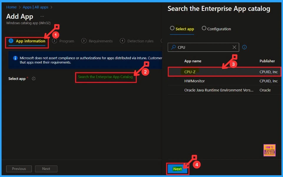Deploy CPU-Z App through the Enterprise App Catalog App with Intune 3 Deploy CPU-Z App Through the Enterprise App Catalog App with Intune-Fig.2