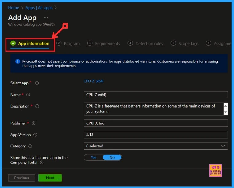 Deploy CPU-Z App through the Enterprise App Catalog App with Intune 5 Deploy CPU-Z App Through the Enterprise App Catalog App with Intune-Fig.4