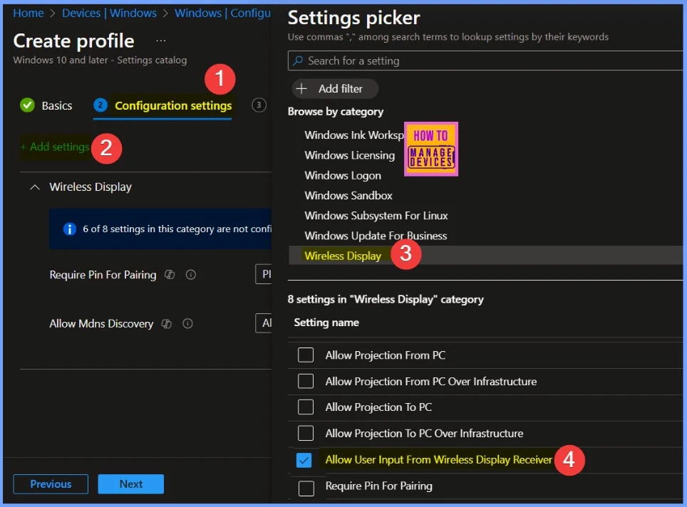 How to Control User Input from the Wireless Display Receiver using Intune Policy - Fig.4
