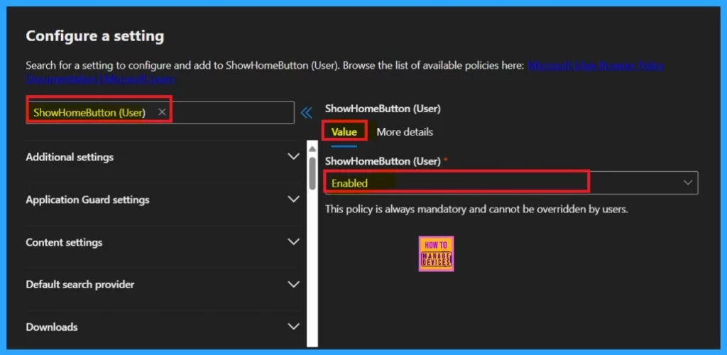 Enable Disable Show Home Button in MS Edge Using the Microsoft 365 Admin Center 4 Enable Disable Show Home Button in MS Edge Using the Microsoft 365 Admin Center-Fig.3