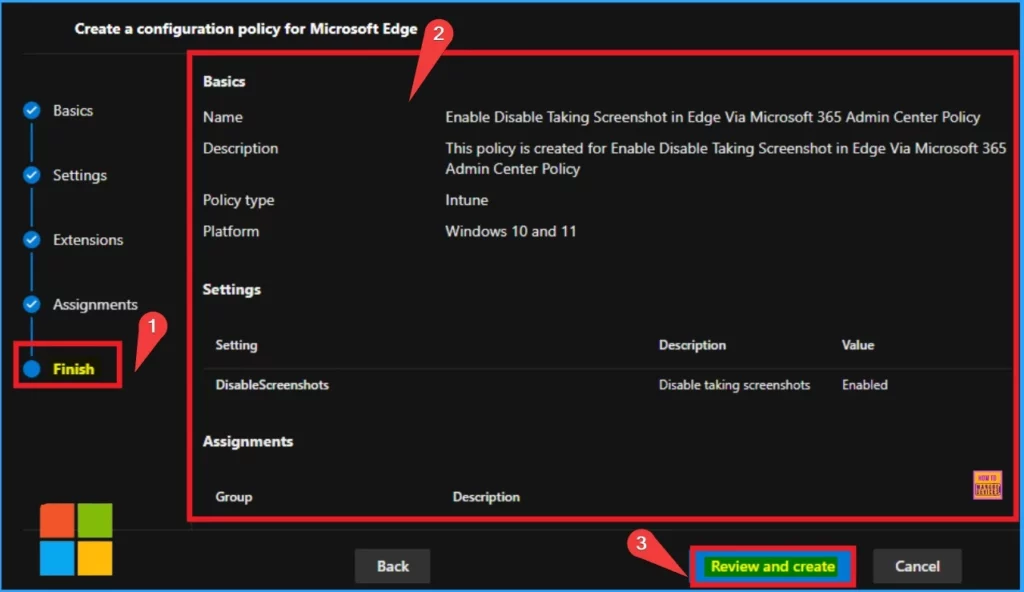 Enable Disable Screenshot Policies in Edge using Microsoft 365 Admin Center Policy - Fig.9