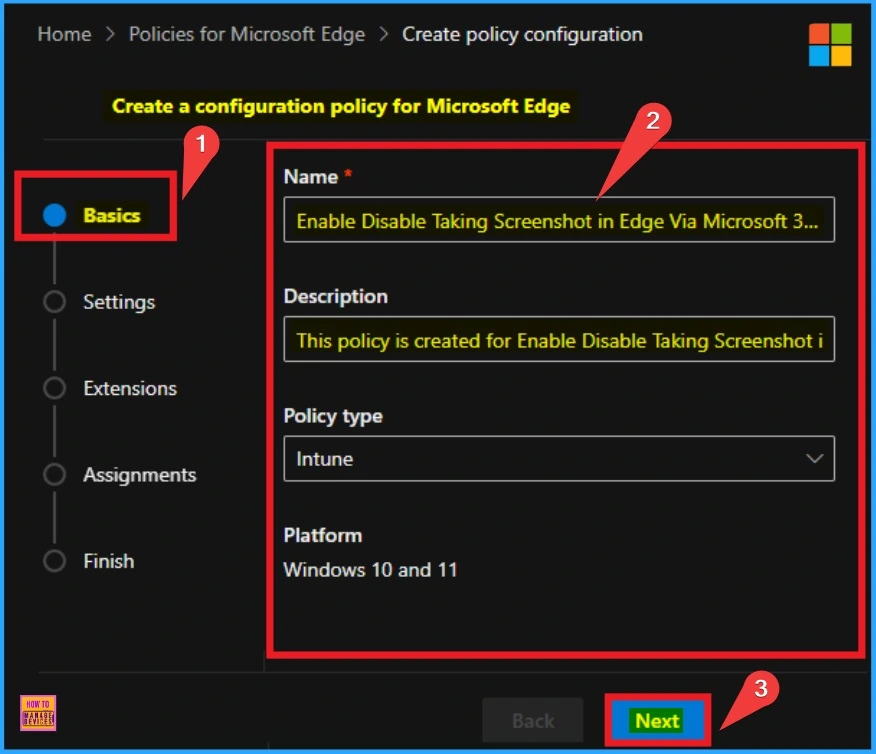 Enable Disable Screenshot Policies in Edge using Microsoft 365 Admin Center Policy - Fig.2