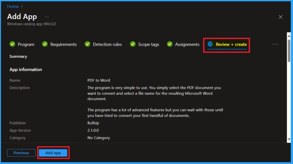 Best way to Install Bullzip PDF to Word App using Intune Enterprise App Catalog App 14 Best way to Install Bullzip PDF to Word App using Intune Enterprise App Catalog App-Fig.14