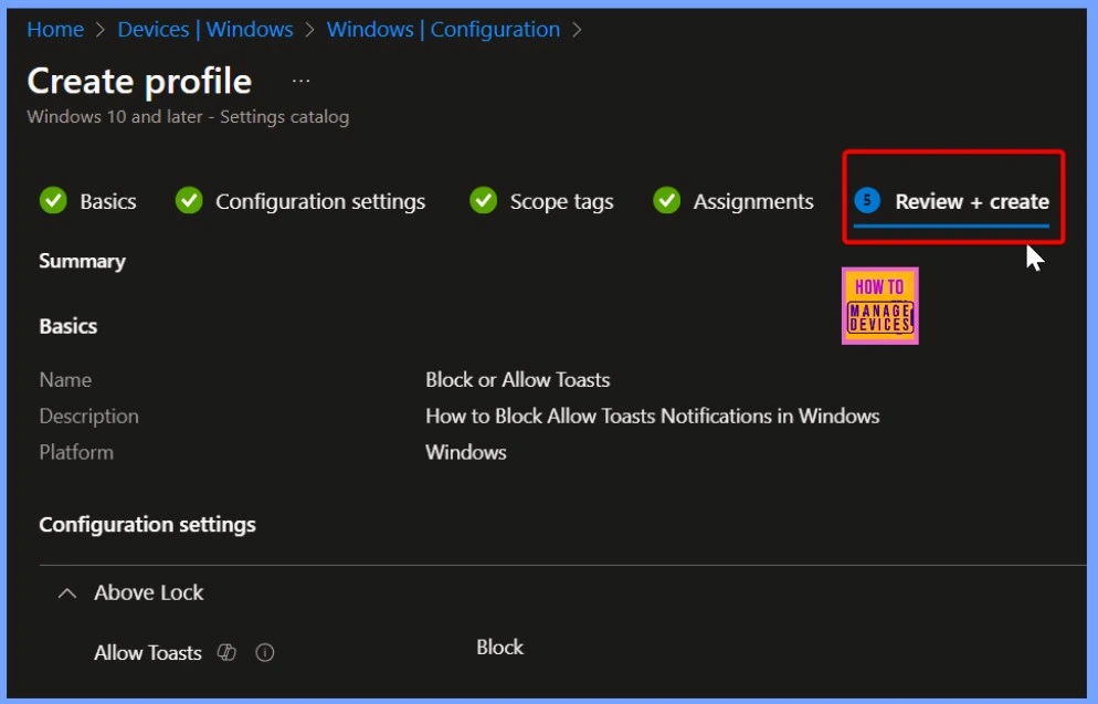 How to Block Allow Toasts Notifications in Windows using Intune Settings Catalog - Fig.7