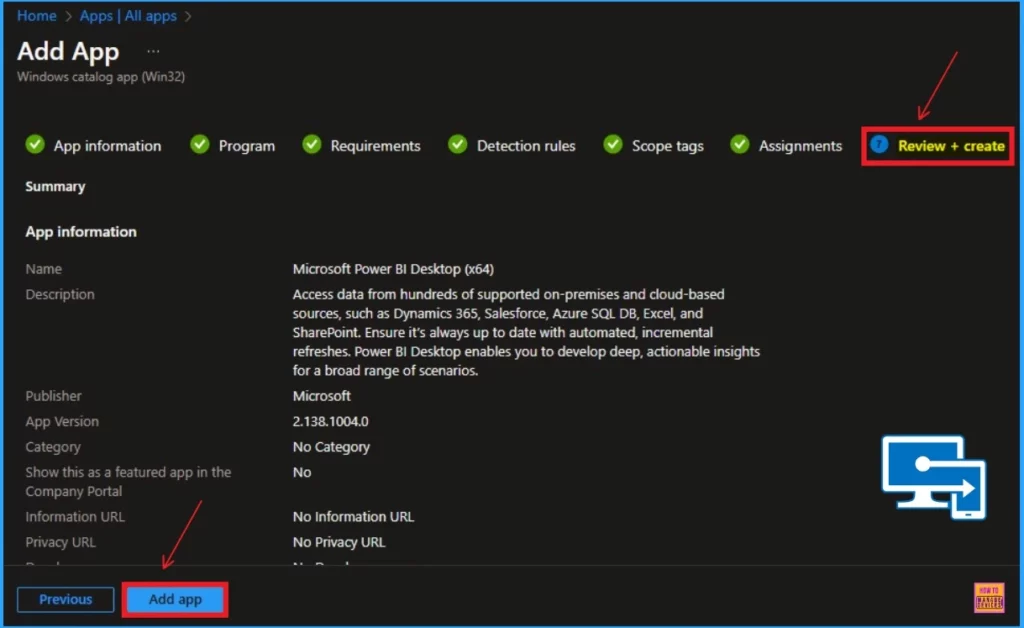How to Install Power BI Desktop App using Intune Enterprise App Catalog App - Fig.14