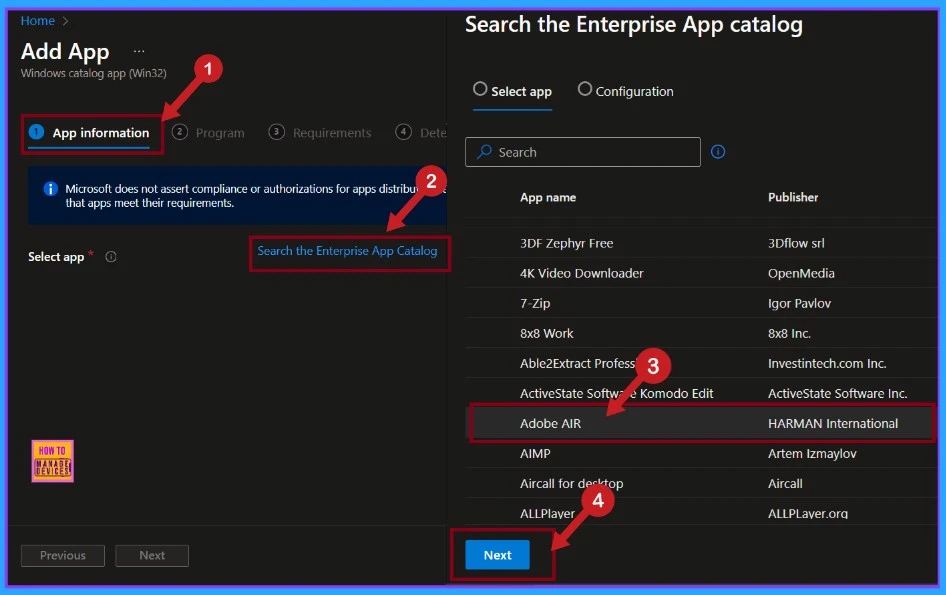 How to Deploy Adobe AIR Using Enterprise App Catalog App with Intune 3 How to Deploy Adobe AIR Using Enterprise App Catalog App with Intune Fig.2