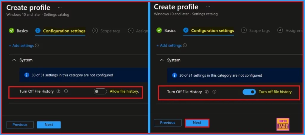Setting Up Turn Off File History with Settings Catalog in Intune 7 Setting Up Turn Off File History with Settings Catalog in Intune - Fig.6