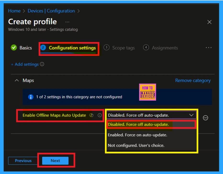 Enable Offline Maps Auto Update using Intune Setting Catalog Policy - Fig.4