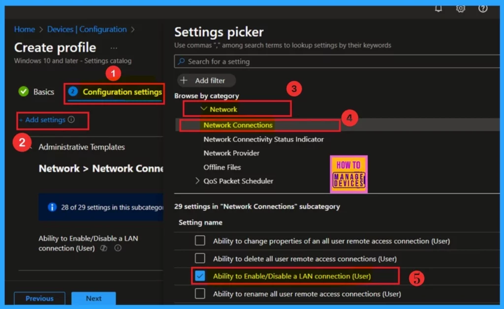 Enable Disable a LAN Connection through Setting Catalog via Intune 5 Enable Disable a LAN Connection through Setting Catalog via Intune- Fig.4