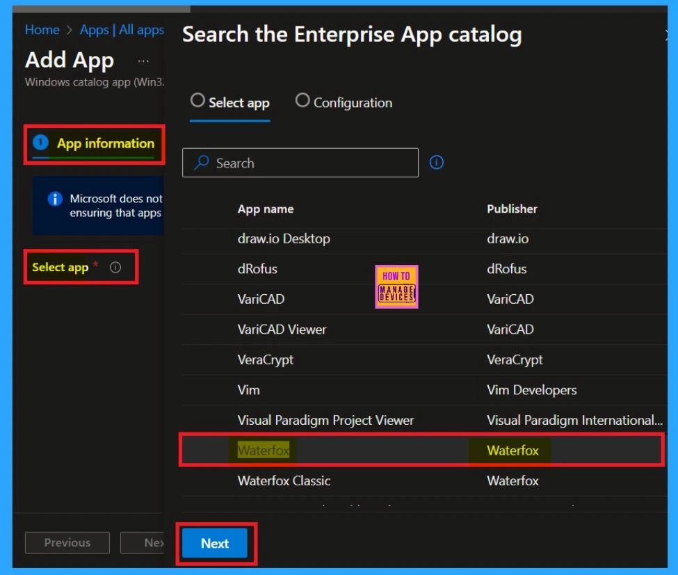 Waterfox Deployment using Enterprise App Catalog App via Intune 2 Waterfox Deployment using Enterprise App Catalog App via Intune-Fig.2