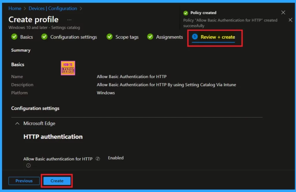 Allow Basic Authentication for HTTP Using Setting Catalog in Intune 9 Allow Basic Authentication for HTTP By using Setting Catalog Via Intune-Fig.8
