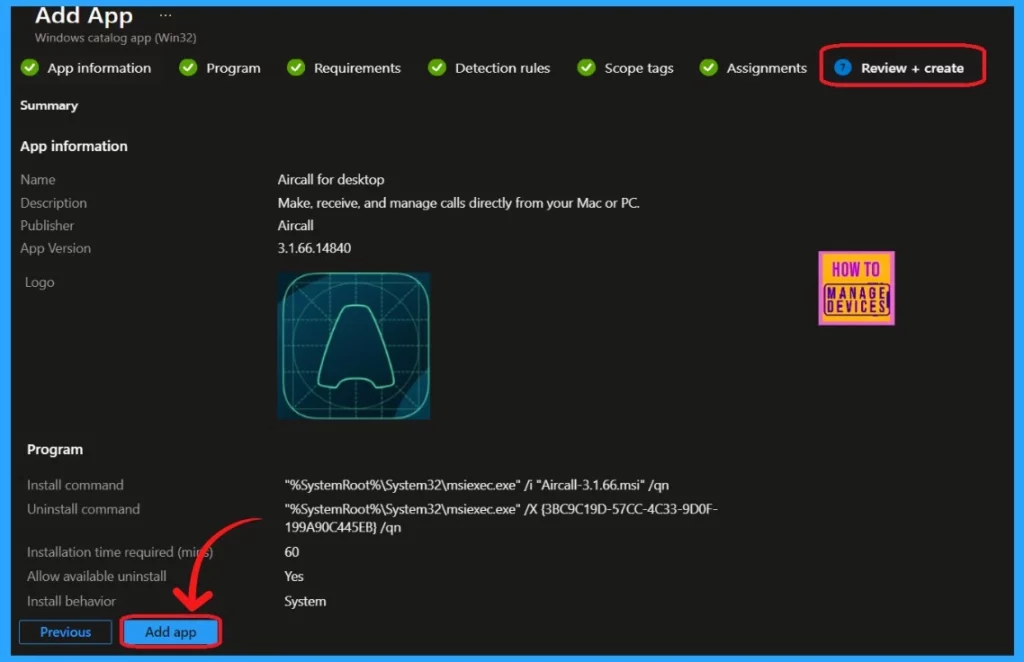 Easy way to Install Aircall for Desktop using Intune Enterprise App Catalog App 12 Easy way to Install Aircall for Desktop using Intune Enterprise App Catalog App - Fig.11