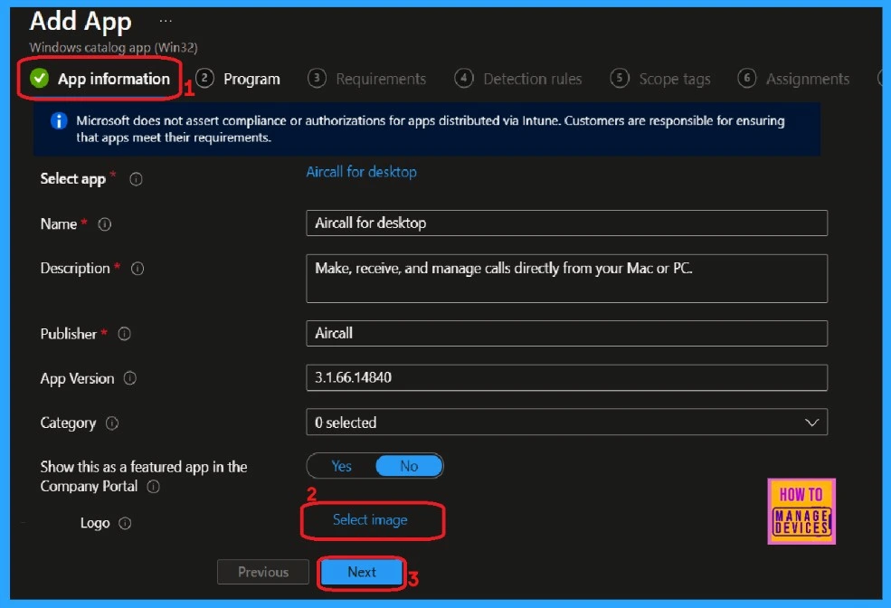 Easy way to Install Aircall for Desktop using Intune Enterprise App Catalog App 5 Easy way to Install Aircall for Desktop using Intune Enterprise App Catalog App - Fig.4