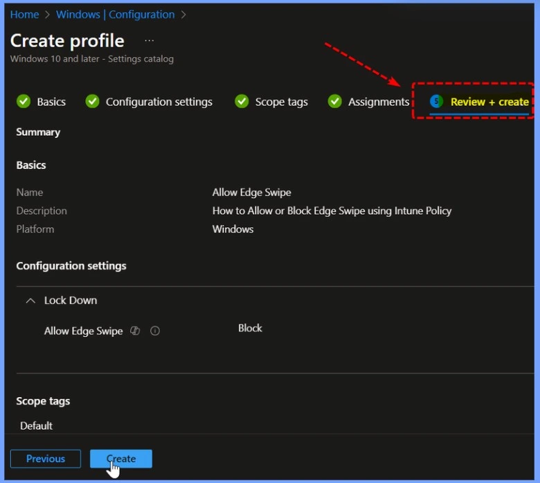 How to Allow or Block Edge Swipe Policy under Lock Down using Intune Settings Catalog - Fig.7