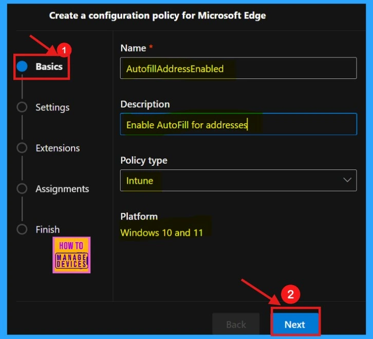 Enable Autofill for Addresses in MS Edge Browser using Microsoft 365 Admin Center Policy - Fig.2