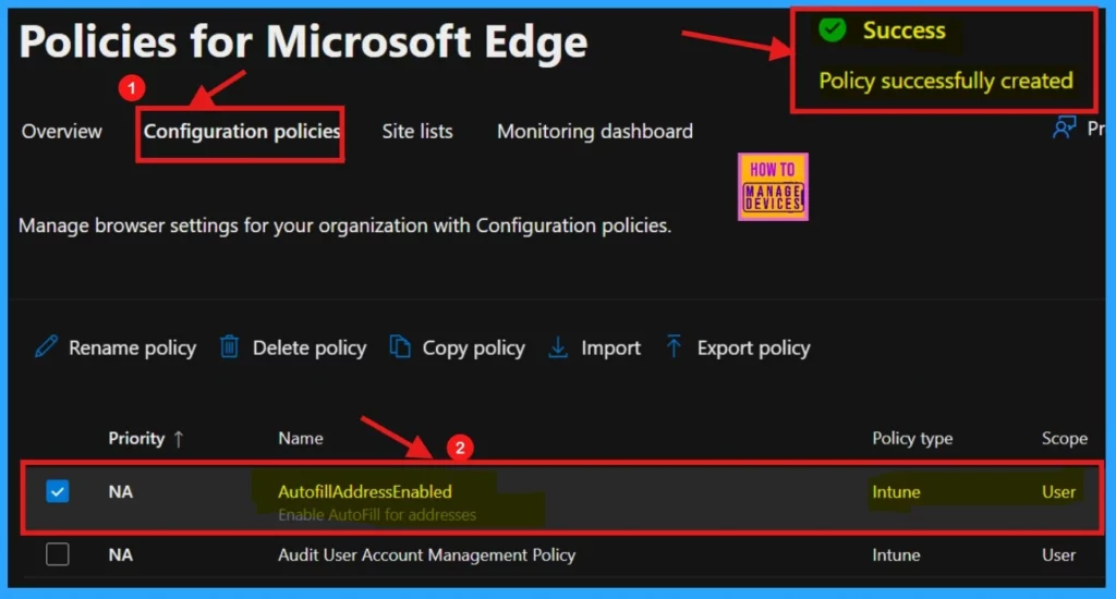 Enable Autofill for Addresses in MS Edge Browser using Microsoft 365 Admin Center Policy - Fig.11