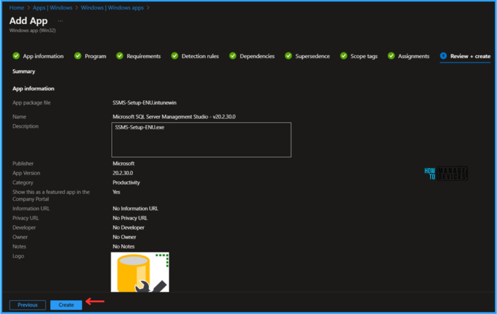 Best Guide to Deploy SQL Server Management Studio App Using Microsoft Intune 14 Best Guide to Deploy SQL Server Management Studio App Using Microsoft Intune. Fig. 15