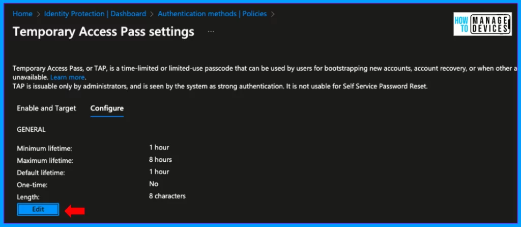 How to Configure Temporary Access Pass TAP for your Users in Microsoft Entra ID - Fig.3