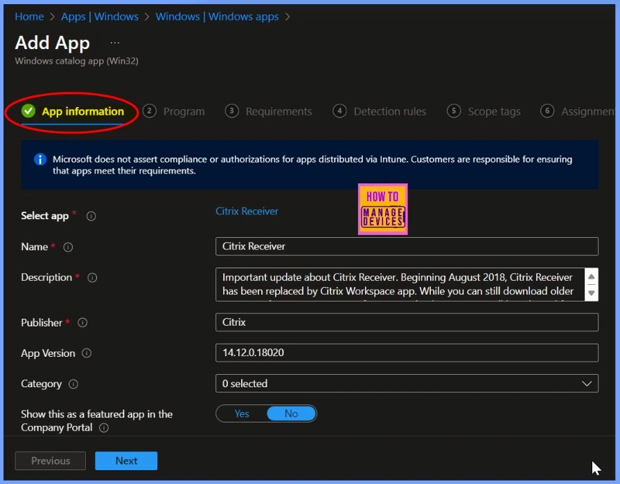 How to Deploy Citrix Receiver using Intune Enterprise App Catalog App 4 How to Deploy Citrix Receiver using Intune Enterprise App Catalog App - Fig.4