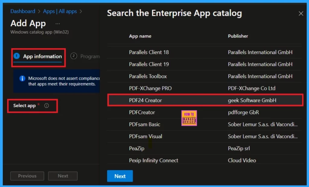 PDF24 Creator Deployment using Intune Enterprise App Catalog App - Fig.3