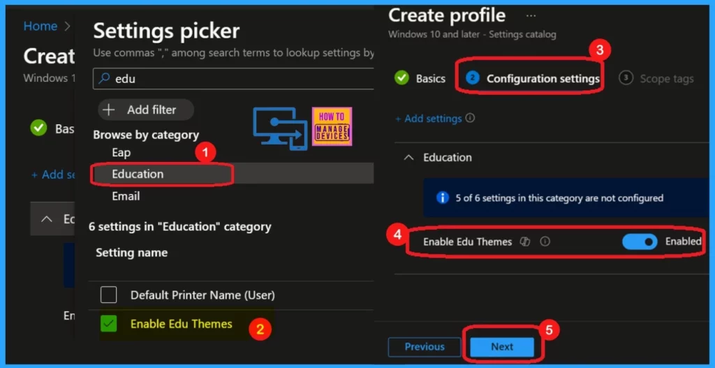Easy way to Enable Education Themes via Setting Catalog in Intune - Fig.5