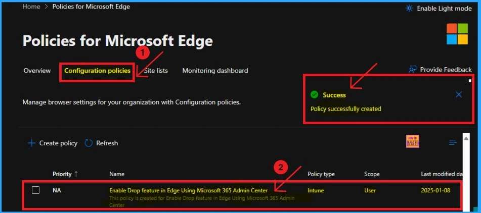 Enable Drop Feature in Edge Browser Using Microsoft 365 Admin Center Configuration Policy - Fig.10