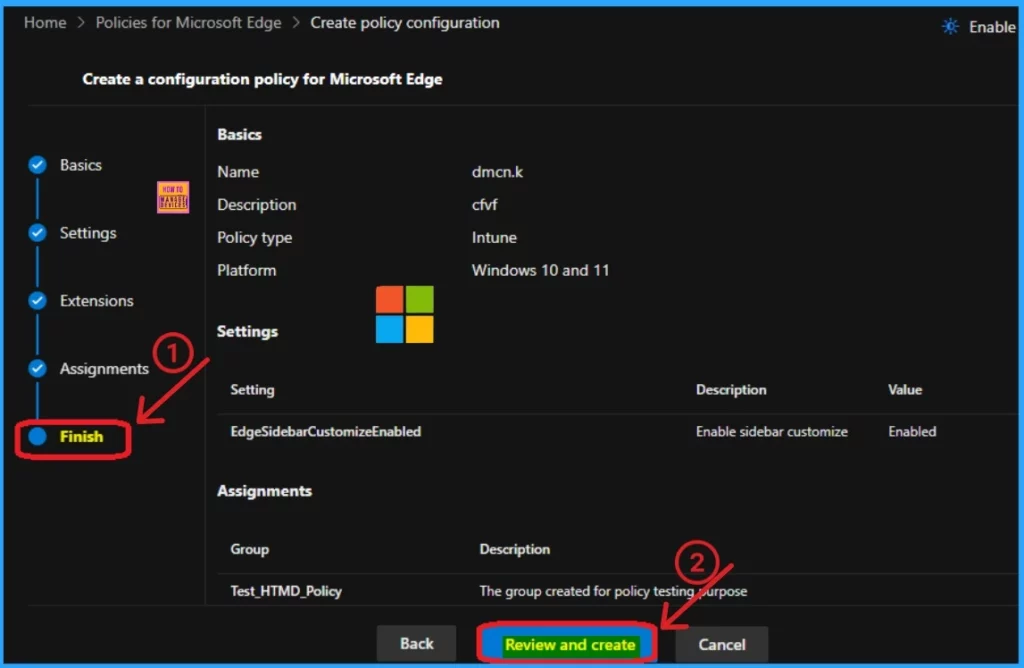 Enable Edge Browser Sidebar Customize Policy using M365 Admin Center 9 Enable Edge Browser Sidebar Customize Policy using M365 Admin Center - Fig.9