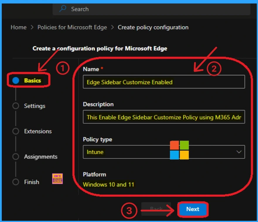 Enable Edge Browser Sidebar Customize Policy using M365 Admin Center 2 Enable Edge Browser Sidebar Customize Policy using M365 Admin Center - Fig.2