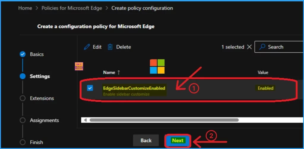 Enable Edge Browser Sidebar Customize Policy using M365 Admin Center 6 Enable Edge Browser Sidebar Customize Policy using M365 Admin Center - Fig.6