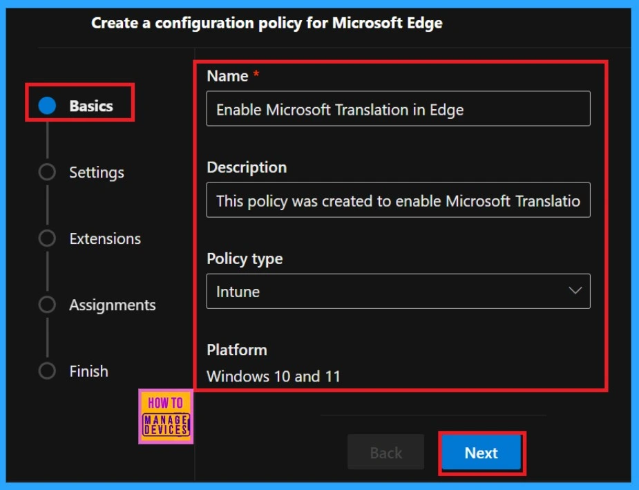 Enable Microsoft Translation in Edge Browser via Microsoft 365 Admin Center Policy for Windows and macOS - Fig.2