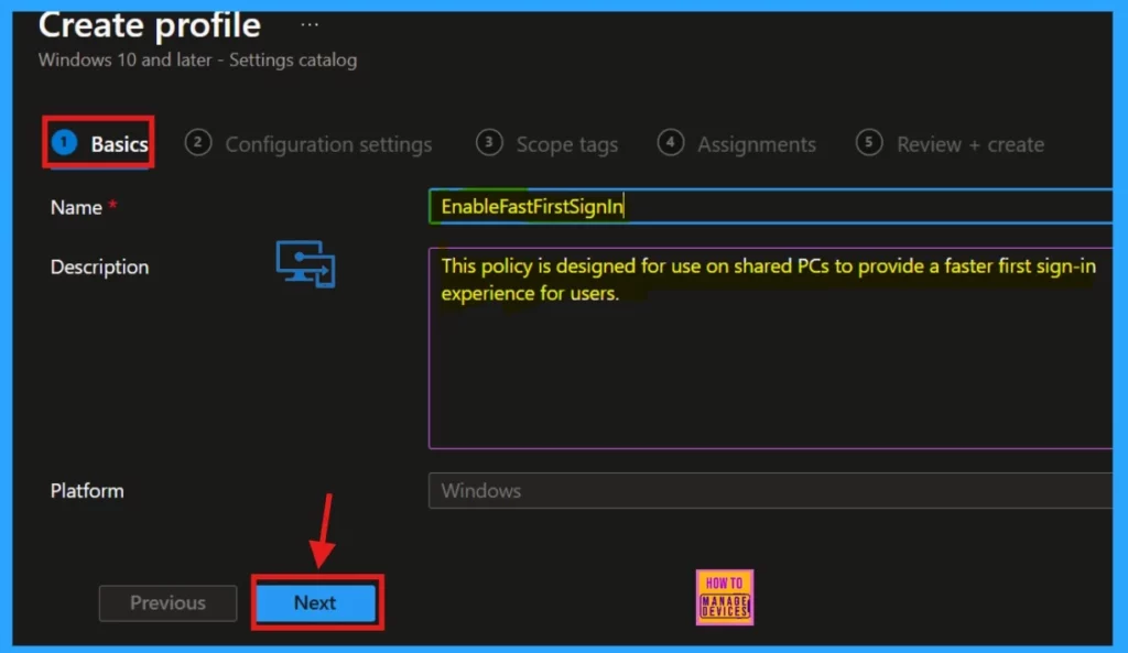 Enable Fast First Sign In Policy under Authentication in Intune Settings Catalog 4 Enable Fast First Sign In Policy under Authentication in Intune Settings Catalog - Fig.3