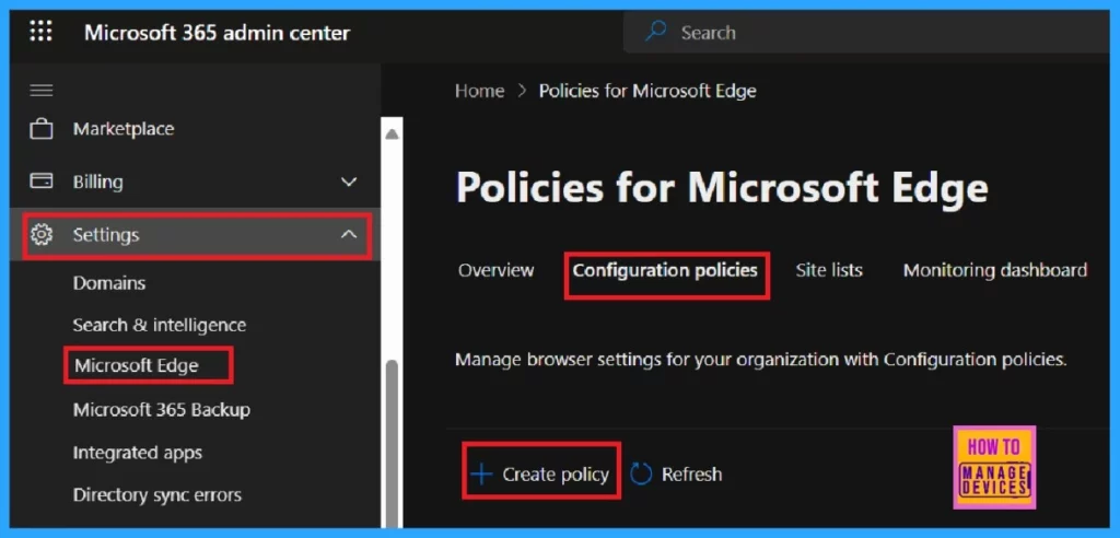 Enable or Disable Full Screen Mode Policy in Edge Browser using Microsoft 365 Admin Center Policy - Fig.1
