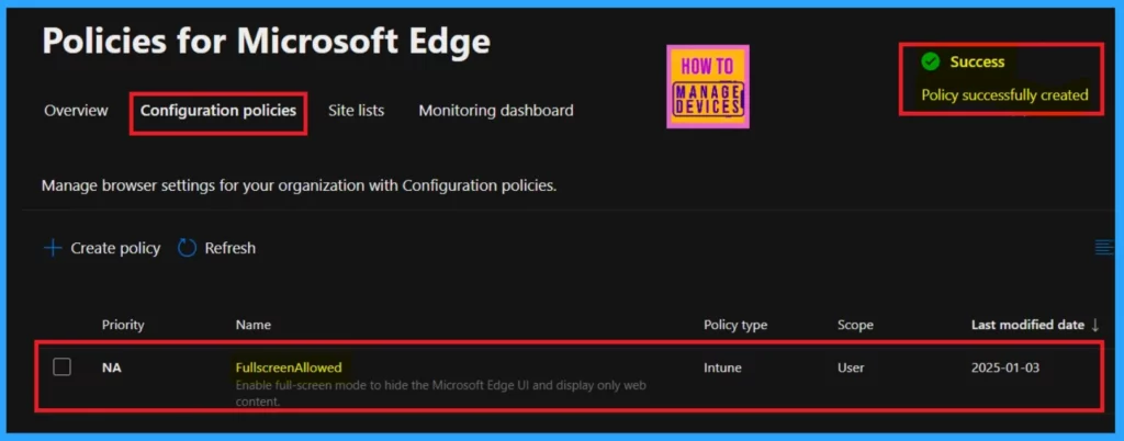 Enable or Disable Full Screen Mode Policy in Edge Browser using Microsoft 365 Admin Center Policy - Fig.10