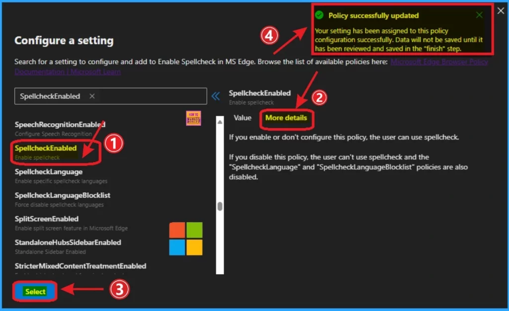 Enable Spellcheck in MS Edge Browser using M365 Admin Center Configuration Policy 5 Enable Spellcheck in MS Edge Browser using M365 Admin Center Configuration Policy - Fig.5