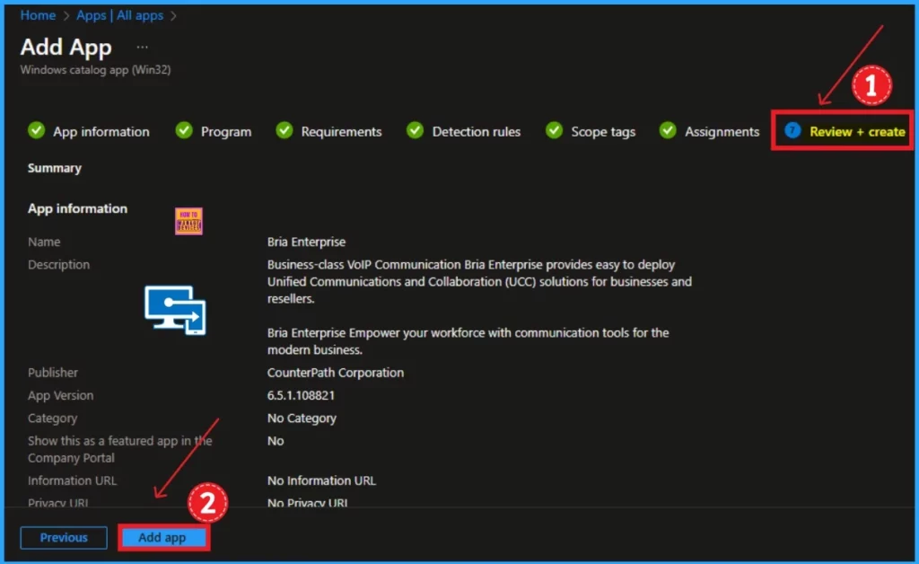 How to Install Bria Enterprise App through Intune Enterprise App Catalog App - Fig.11
