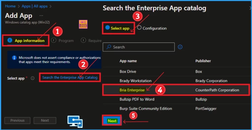 How to Install Bria Enterprise App through Intune Enterprise App Catalog App - Fig.2