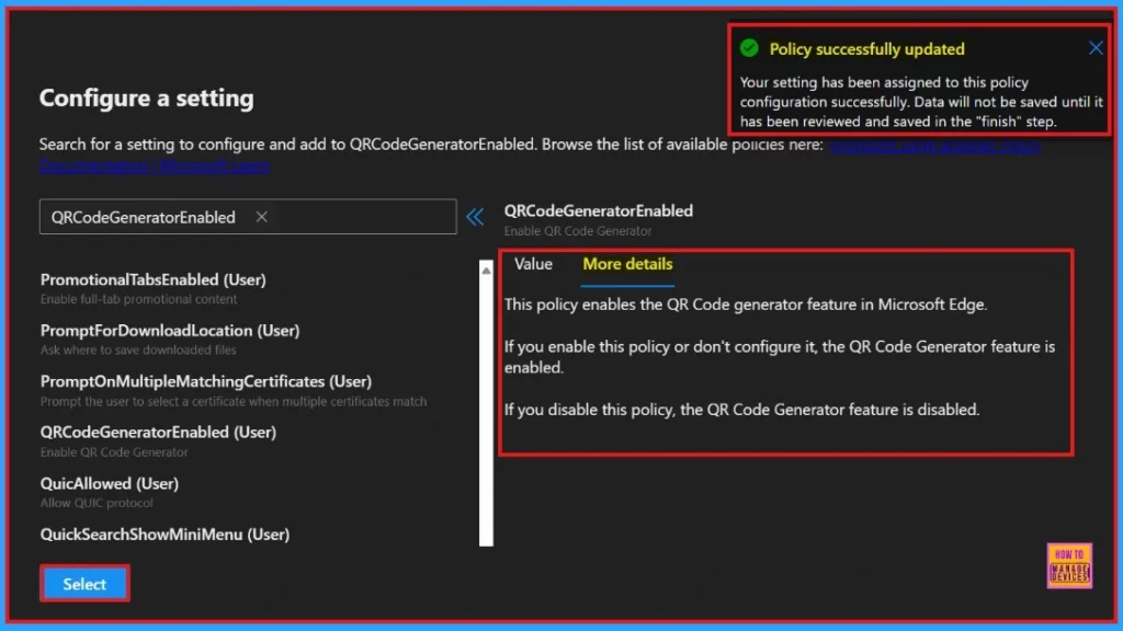 Enable or Disable QR Code Generator in MS Edge Browser using M365 Admin Center to Enhance User Experience - Fig.4