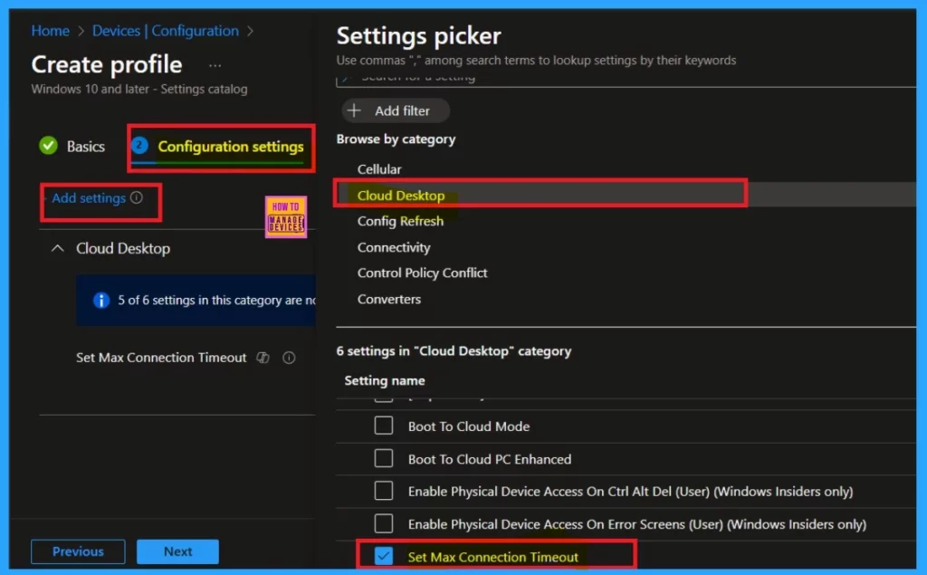 Intune Policy to Set Max Connection Timeout to the Cloud by using Setting Catalog 5 Intune Policy to Set Max Connection Timeout to the Cloud by using Setting Catalog-Fig.5