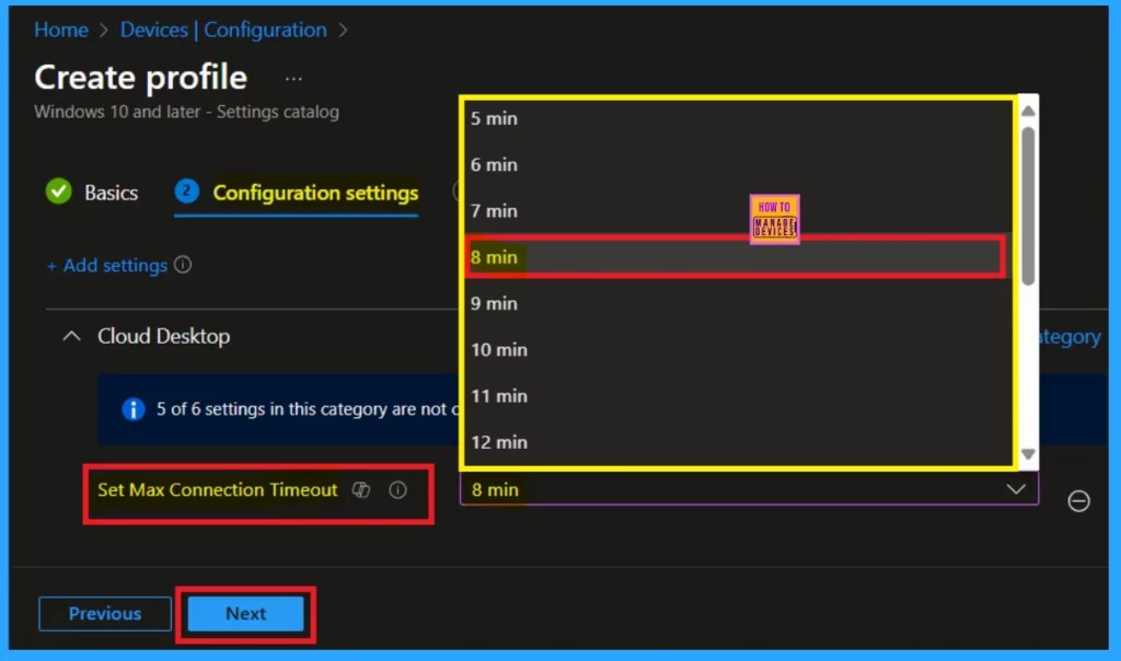 Intune Policy to Set Max Connection Timeout to the Cloud by using Setting Catalog 6 Intune Policy to Set Max Connection Timeout to the Cloud by using Setting Catalog-Fig.6