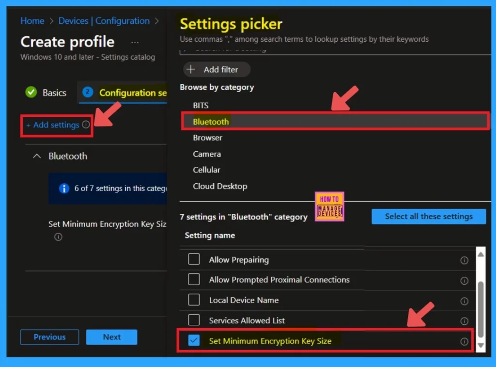 Set Minimum Encryption Key Size for Bluetooth in Intune via Setting Catalog 4 Set Minimum Encryption Key Size for Bluetooth in Intune via Setting Catalog-Fig.4