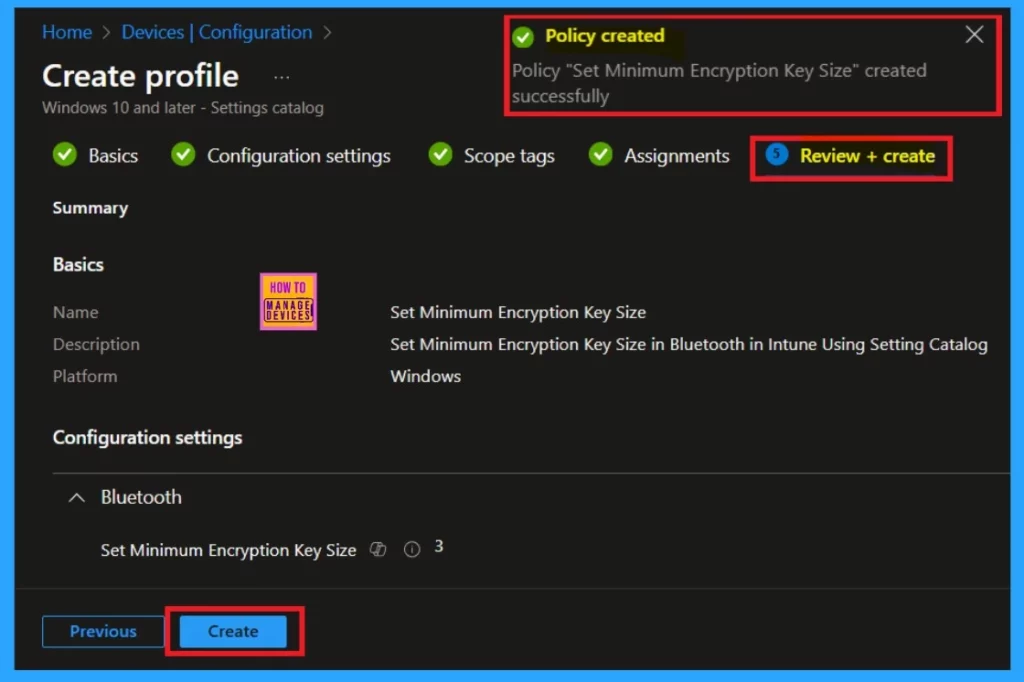 Set Minimum Encryption Key Size for Bluetooth in Intune via Setting Catalog 8 Set Minimum Encryption Key Size for Bluetooth in Intune via Setting Catalog-Fig.8