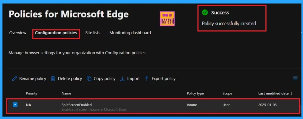 Enable Split Screen Feature in Microsoft Edge using the Microsoft 365 Admin Center Policy 10 Enable Split Screen Feature in Microsoft Edge using the Microsoft 365 Admin Center Policy - Fig.10