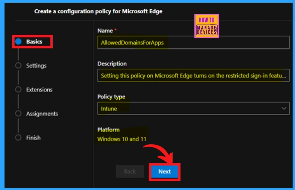 Enable Allowed Domains for Apps in MS Edge Browser using the Microsoft 365 Admin Center Policy 3 Enable Allowed Domains for Apps in MS Edge Browser using the Microsoft 365 Admin Center Policy - Fig.2