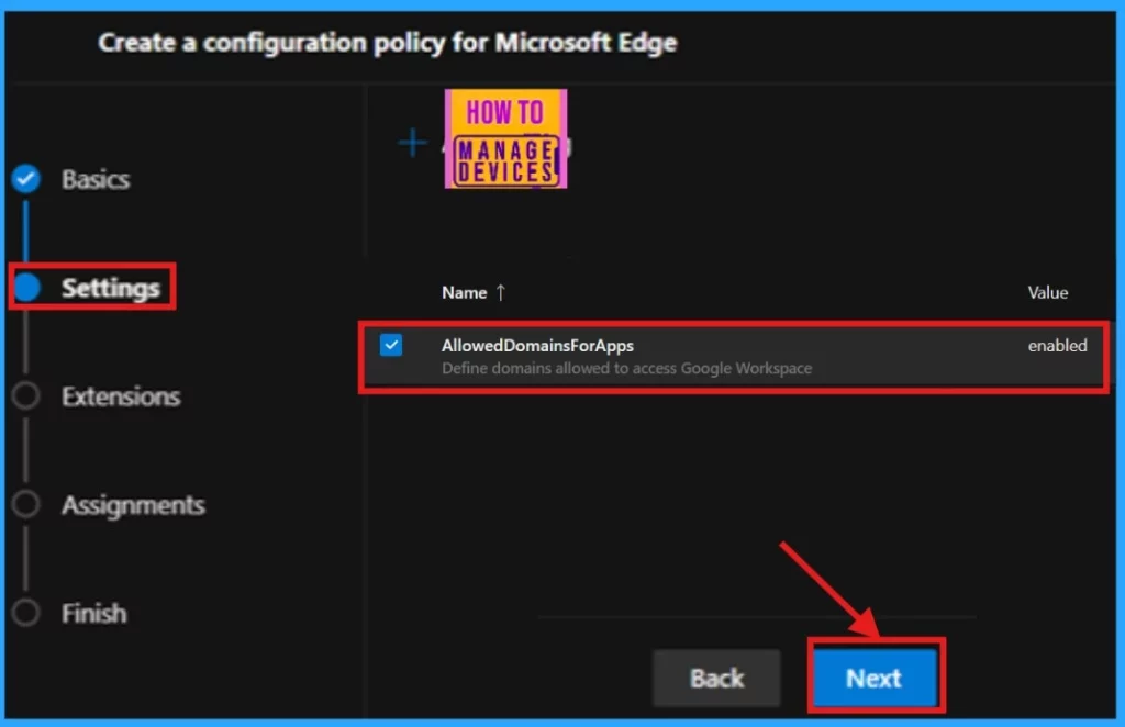 Enable Allowed Domains for Apps in MS Edge Browser using the Microsoft 365 Admin Center Policy 7 Enable Allowed Domains for Apps in MS Edge Browser using the Microsoft 365 Admin Center Policy - Fig.6