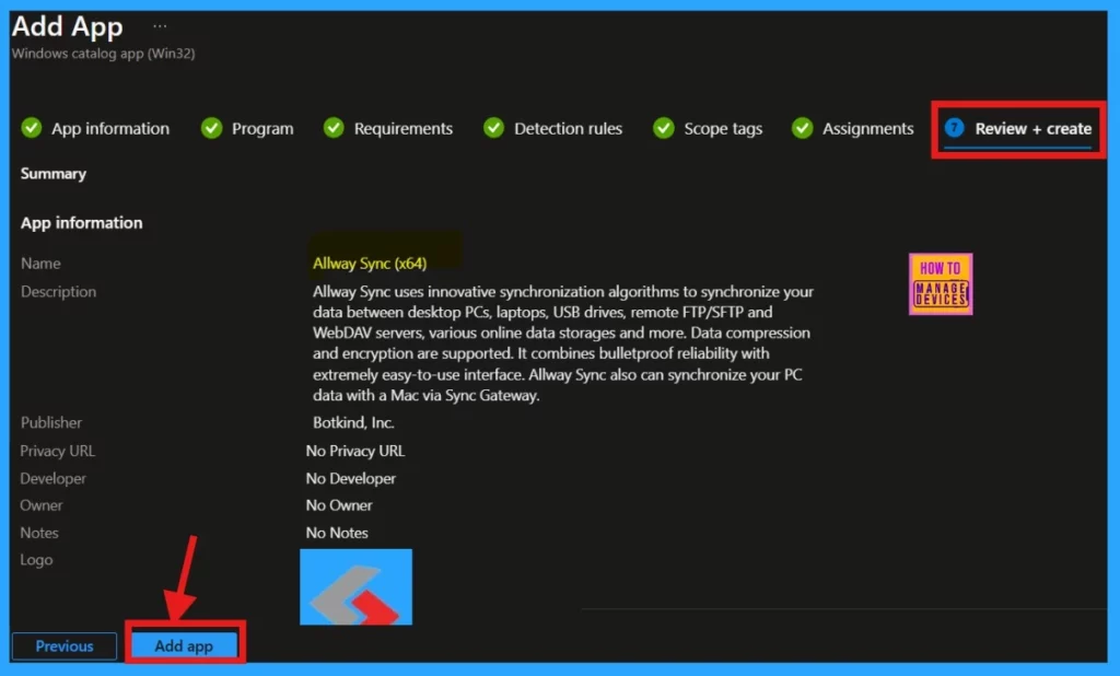 Easy Method to Install Allway Sync App through Intune Enterprise App Catalog App - Fig.8