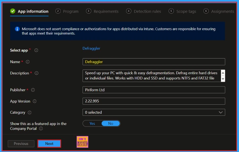 Deploying Defraggler App Through the Enterprise App Catalog App in Intune 4 Deploying Defraggler App Through the Enterprise App Catalog App in Intune - Fig.3