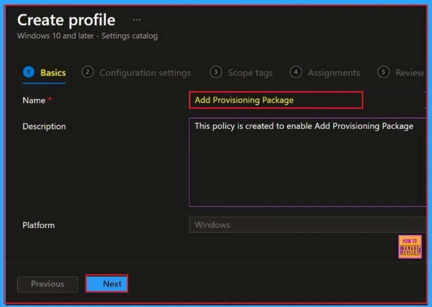 How to Enable Add Provisioning Package using Intune Settings Catalog Policy - Fig.2