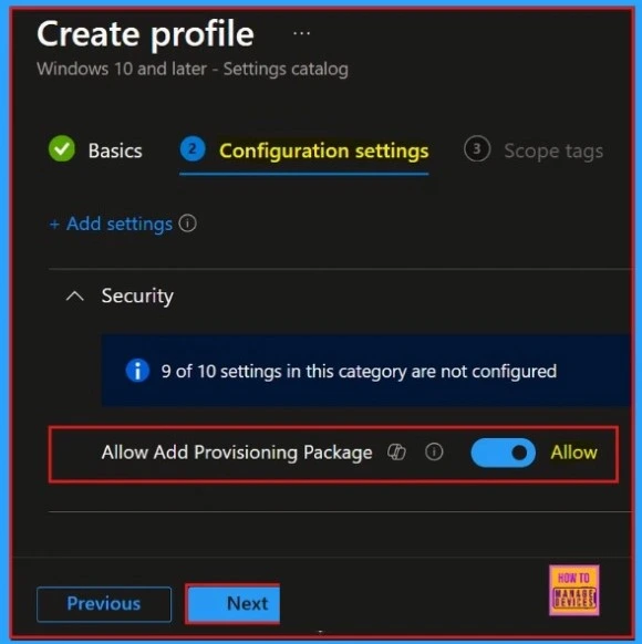 How to Enable Add Provisioning Package using Intune Settings Catalog Policy - Fig.5
