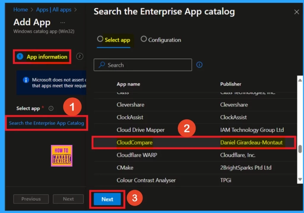 Install Cloud Compare App using Intune Enterprise App Catalog App - Fig.2