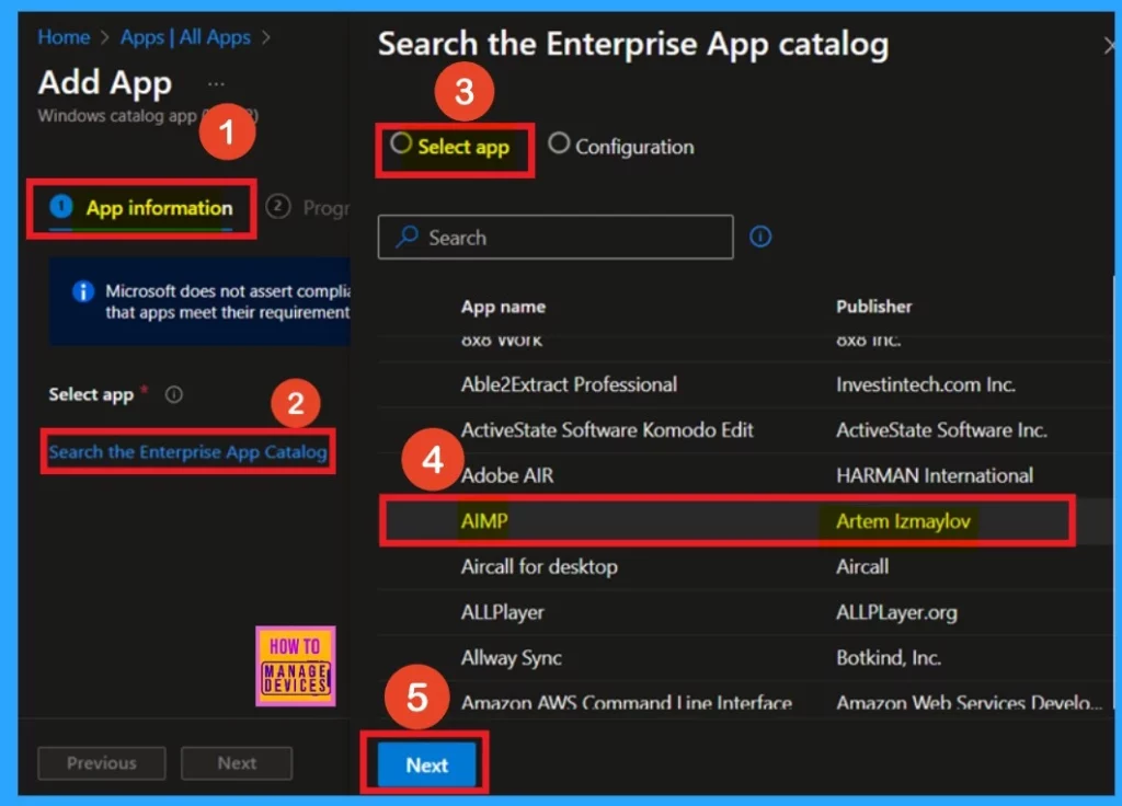 Intune Method for Installing AIMP App using Enterprise App Catalog App 3 Intune Method for Installing AIMP App using Enterprise App Catalog App - Fig.1
